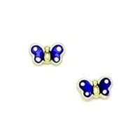 or jaune 14 carats-Émail bleu foncé dore cone spikes screwback petites boucles d'oreilles papillon-dimensions : 5 x 7 mm-jewelryweb