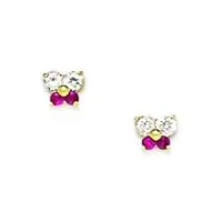 or jaune 14 carats papillon avec zircones cubiques dore cone spikes screwback boucles d'oreilles-rouge-dimensions : 5 x 5 mm-jewelryweb