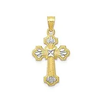 10 k or jaune et rhodium taille diamant pendentif croix – teneur en or plus élevée que or 9 ct