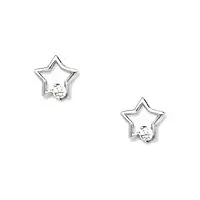 14 ct or blanc oxyde de zirconium petite étoile boucles d'oreilles avec fermoir – dimensions : 7 x 7 mm