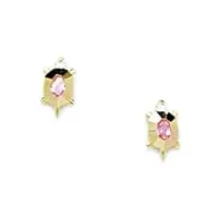 or jaune 14 carats avec zircone cubique rose boucles d'oreilles en forme de tortue dore cone spikes screwback-dimensions : 8 x 4 mm-jewelryweb