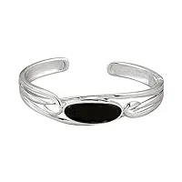 broche en argent sterling véritable tour onyx poignets articulés bracelet 25 x 10 mm - jewelryweb, métal, onyx
