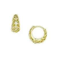 or jaune 14 carats de cristal cz-fantaisie-boucles d'oreilles homme-anneaux à charnière-dimensions : 11 x 11 mm-jewelryweb