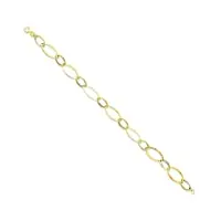 14 ct or jaune texturé poli fancy bracelet à maillons – printemps bague – 18 centimetres