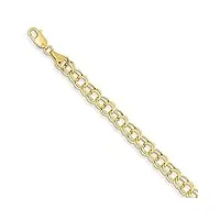 bracelet à breloques creux en or jaune 14 carats avec fermoir mousqueton pour femme – options de longueur : 46 à 50, métal