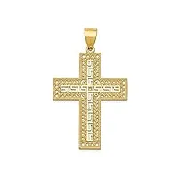 14 ct or jaune grecque – pendentif croix en filigrane – mesure 27.4 x 45.3 mm