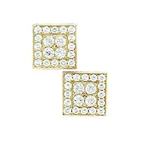 or jaune 14 carats avec zircones carrées fancy post boucles d'oreilles-dimensions : 11 x 11 jewelryweb mm -