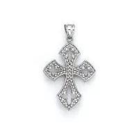 collier avec pendentif en forme de croix religieuse en or blanc 14 carats de style gothique, métal