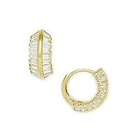 or jaune 14 carats avec zircone cubique rond de petites boucles d'oreilles homme-anneaux à charnière-dimensions : 12 x 12 mm-jewelryweb