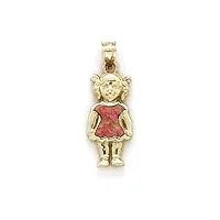 collier avec pendentif en or jaune 14 carats imitation opale pour fille, métal, opale