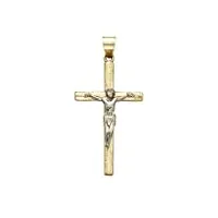 14 ct bicolore or crucifix bois pendentif style