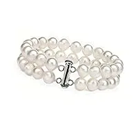 treasurebay bracelet élégant en perles d'eau douce de qualité aa pour femmes, 7 mm, (blanc)