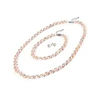 treasurebay fab parure collier bracelet et boucles d'oreilles en perles d'eau douce en forme de riz 7-8 mm pour femme et fille, perle, perle
