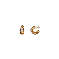 majorica - petites boucles d'oreilles avec perle - collection etna - fabriqué en argent doré - perle blanche ronde de 10 mm - longueur de 2 cm - fermoir à brochette - bijoux pour femme, argent, perle