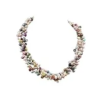 multi-couleurs à quatre brins d'eau douce collier de perles torsadées clair de lune longueur de fermoir: 50 cm / 20 "