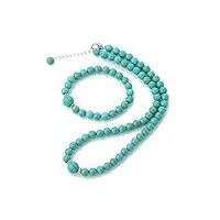 belle 8-12 mm collier forme ronde turquoise pierres précieuses perles et bracelet assorti parure