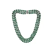 treasurebay collier femme vert jade gemme trois couches trois rangées avec fermoir coulissant collier perlé, 8mm, (vert)