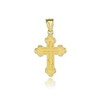 doré crucifixes femme fine or jaune 14 k charm pendentif croix orthodoxe orientale