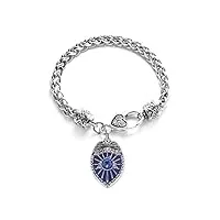 inspiré argent bleu badge de police classique plaqué argent bracelet à breloques bijoux