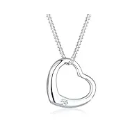 diamore collier femme pendentif de coeur classique avec diamant (0,03 ct.) en argent sterling 925