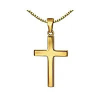 clever schmuck parure de bijoux avec petit pendentif croix sobre et brillant en or 375 9 carats avec chaîne gourmette plaquée or de 42 cm.