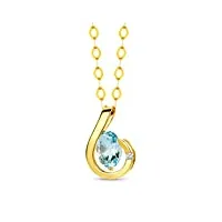 miore - mh9086n - collier femme - or jaune 9 cts 375/1000 2.15 gr - topaze bleue