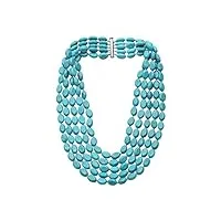 treasurebay superbe collier de 5 rangs de perles en turquoise – présenté dans une jolie boîte cadeau