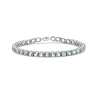 dazzlingrock collection 10.00 carats (ct) argent sterling véritable coupe ronde aigue-marine ladies bracelet de tennis