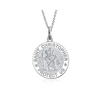 bling jewelry personnalisez le pendentif de médaille religieuse en argent sterling .925 avec le saint patron des voyageurs saint christophe gravé sur mesure