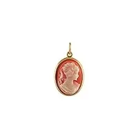 bijoux laperledargent pendentif plaqué or ovale grand modèle camée résine rose + écrin (offert)