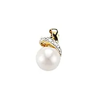 sf bijoux - pendentif or jaune 750/1000e, perle d'eau douce et diamant (0,007 carat) - blanc