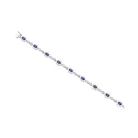 dazzlingrock collection bracelet à maillons pour femme en argent sterling avec saphir bleu ovale et diamants blancs ronds