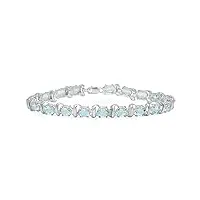 dazzlingrock collection oval aquamarine 7 inch tennis bracelet for women (9.00 ctw, color:blue, clarity: moderately included), 925 sterling silver