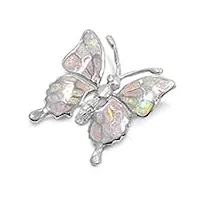petits merveilles d'amour - collier femme - argent fin 925/1000 - opale blanc papillon (vient avec chaîne de 45 cm)
