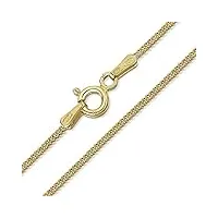 amberta® bijoux - collier - chaîne argent 925/1000 - plaqué or 18k - maille gourmette - largeur 1.3 mm - longueur 40 45 50 55 60 70 cm (70cm)