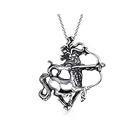 collier pendentif vintage sagittaire archer signe du zodiaque astrologie horoscope .925 en argent sterling pour femmes hommes
