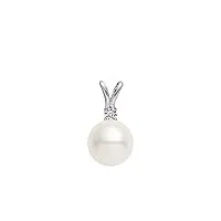 14 k or blanc perle de culture d'eau douce de qualité aaa diamant pendentif