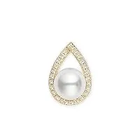 9–10 mm blanc mer du sud perle de culture pendentif de qualité aaa avec diamants or jaune 14 k