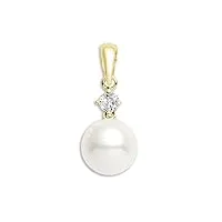 pendentif perle de culture de mer du sud blanc de qualité aaa or jaune 18 k avec diamant