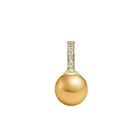 pendentif perle de culture de mer du sud de qualité aaa doré 14 k avec diamants or jaune