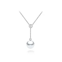 pendentif perle de culture de mer du sud blanc 14 k or blanc avec diamants de qualité aaa