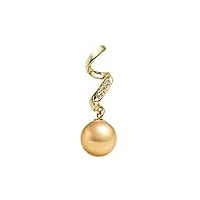 pendentif perle de culture de mer du sud de qualité aaa doré 14 k avec diamants or jaune