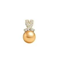 11–12 mm doré perle de culture de mer du sud pendentif en or jaune 14 k avec diamants de qualité aaa