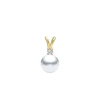 7–7,5 mm blanc mer du sud perle de culture pendentif aa + qualité 14 k or jaune avec diamant