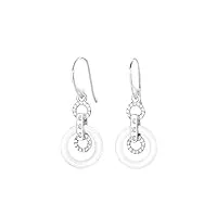 stella maris boucles d'oreille femme - argent sterling 925 et céramique premium blanche - zircons blancs et diamants - 3 cm - stm15j018