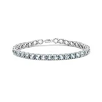 dazzlingrock collection bracelet rivière pour femme en argent sterling véritable avec aigue-marine ronde 10 carats