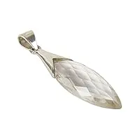 unique gems pendentif pour la femme argent 925 cristal de roche 8.6 ct goutte marquise art nouveau