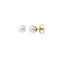 majorica - boucles d'oreilles lyra avec perles blanches - collection eternal - en plaqué or - perles rondes de 9 mm - fermoir type papillon - bijoux pour femme