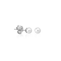 majorica - boucles d'oreilles cies avec perle blanche - en argent rhodié - perles rondes de 4 mm- fermoir type papillon - idéal en ensemble ou combiné - bijoux pour femme
