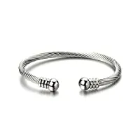 coolsteelandbeyond élastique réglable - bracelet acier inoxydable pour hommes et femmes - bracelet manchette câble torsadé